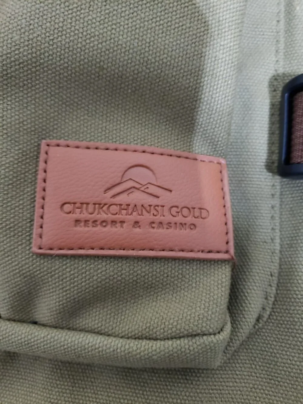 Chukchansi Gold Resort Casino olive laptop travel backpack, duffle bag 18 inches